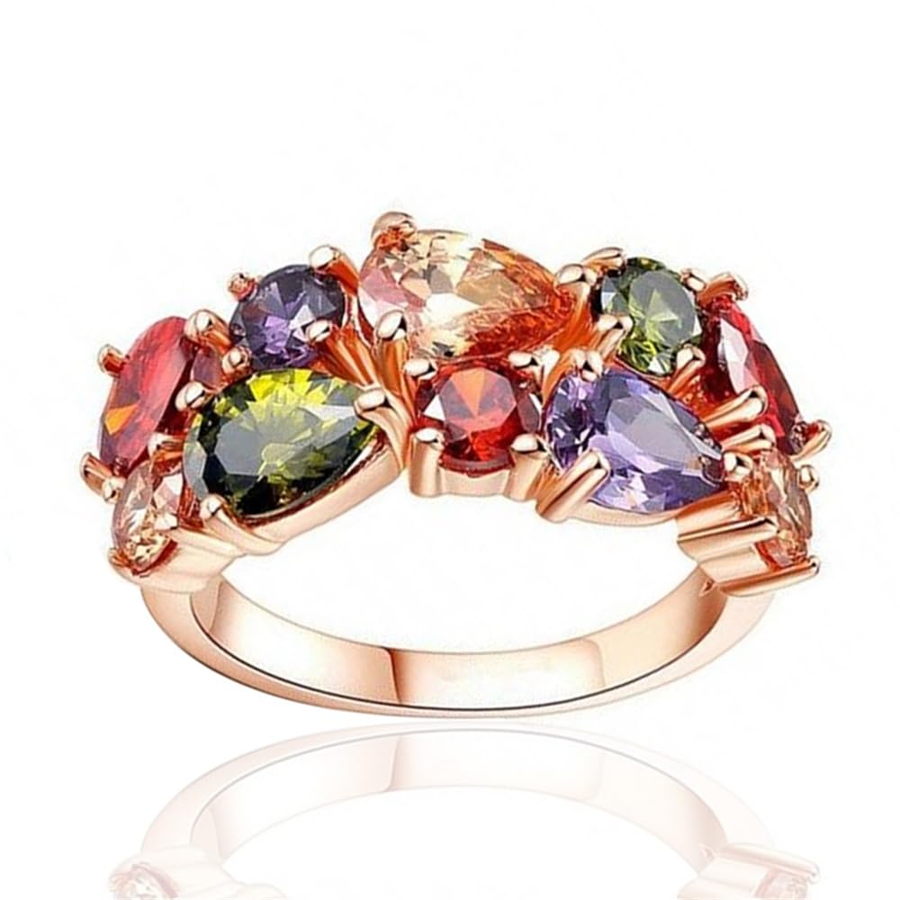 Fancy Bright Colorful Zirconia Finger Rings for Women Engagement Party Accessori
