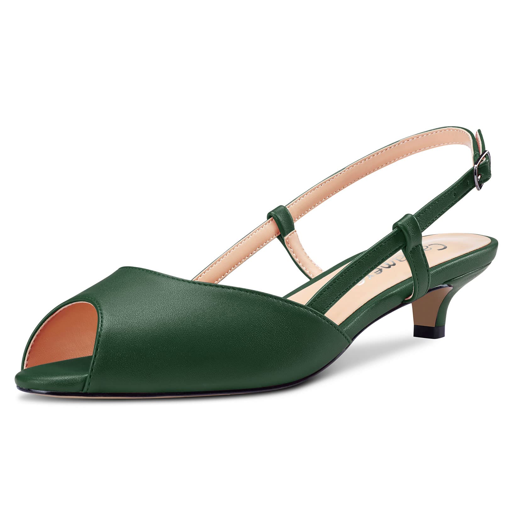 Castamere Women's Stockings Kitten Heel Open Toe Slip-on Slingback Sandals Casua