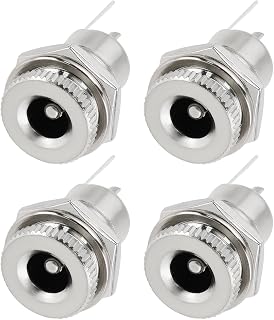 YINETTECH 4 Sets 5.5mm x 2.5mm Female DC Power Jack Socket Panel Adapter 2 Pin Solder Type Metal Power Supply Adapter for Small TVs and Other Small Electronics