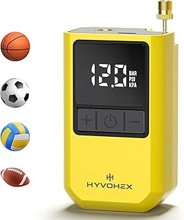 HYVOHEX Mini Electric Ball Pump with Needle for Sports Balls | Portable,Digital LED Display,Preset Auto-Stop Pressure,Fast Inflation,Replaces Manual Pump for Basketball,Soccer,Volleyball