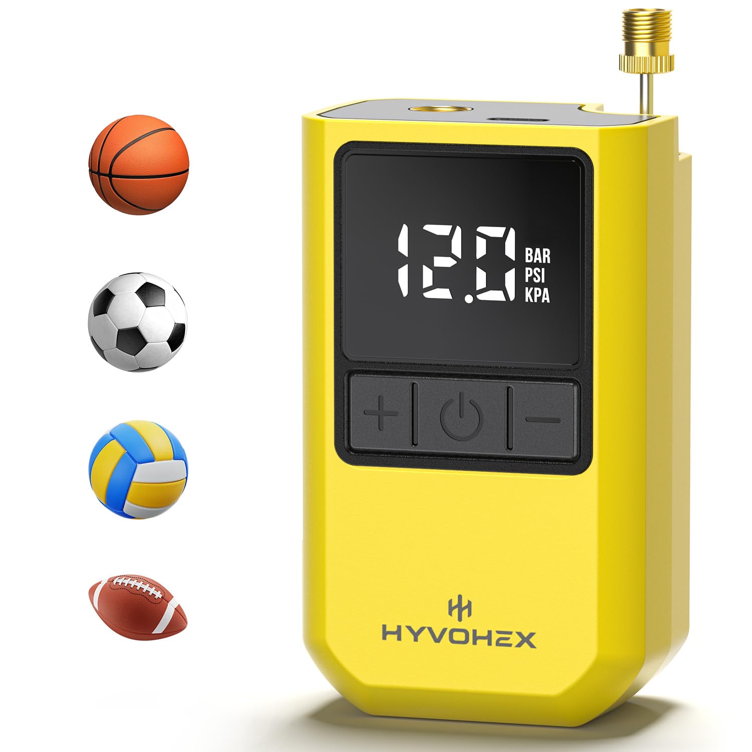 HYVOHEX Mini Electric Ball Pump with Needle for Sports Balls | Portable,Digital 