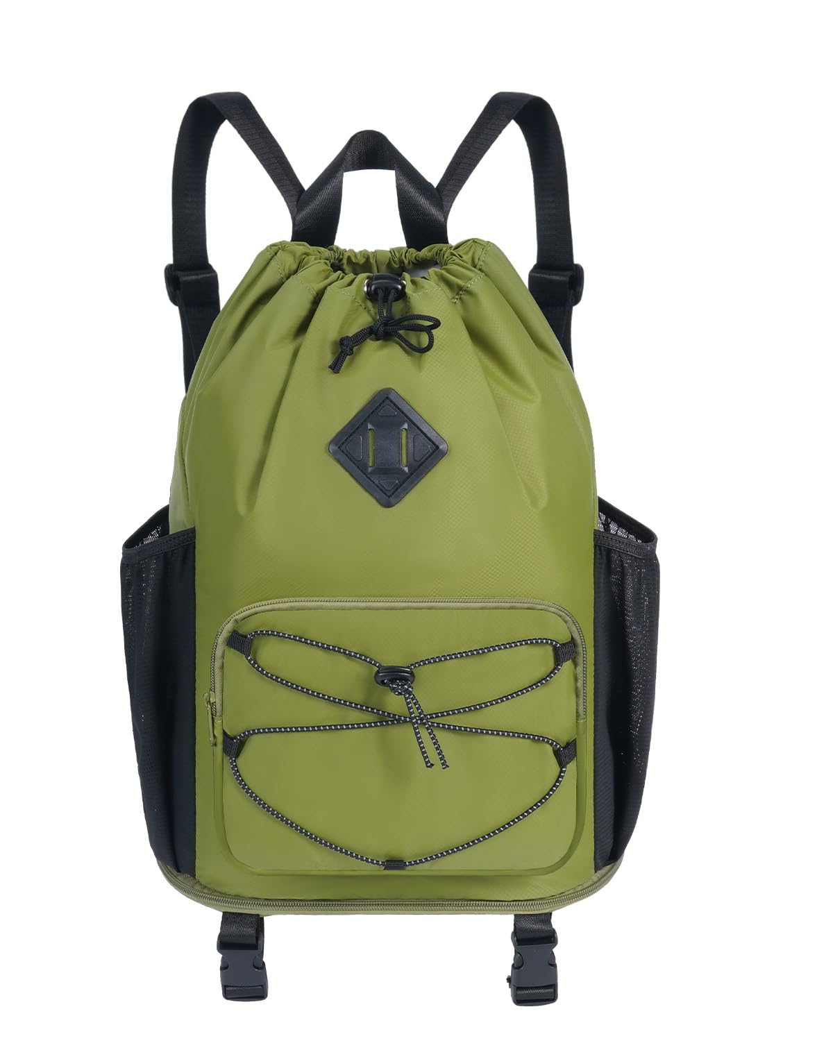 WANDF Drawstring Gym Bag Swim Bag with Removable Wet Pocket, Sandproof Beach Bac