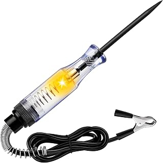 Test Light Automotive, Circuit Tester 6V-12V-24V DC Car Electrical Test Pen with Alligator Clip and Long Steel Probe, Continuity Voltage Fuse Tester for Sedan, SUV, RV and Truck