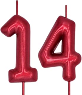Red 14th Birthday Number Candles,Birthday Candles for Cake,Red Number for Cake Toppers,Decorations for Her Him Party Anniversary Wedding