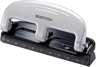 Bostitch Office EZ Squeeze 3-Hole Punch, 20 Sheet Capacity, Reduced Effort, No Jam Technology, Silver