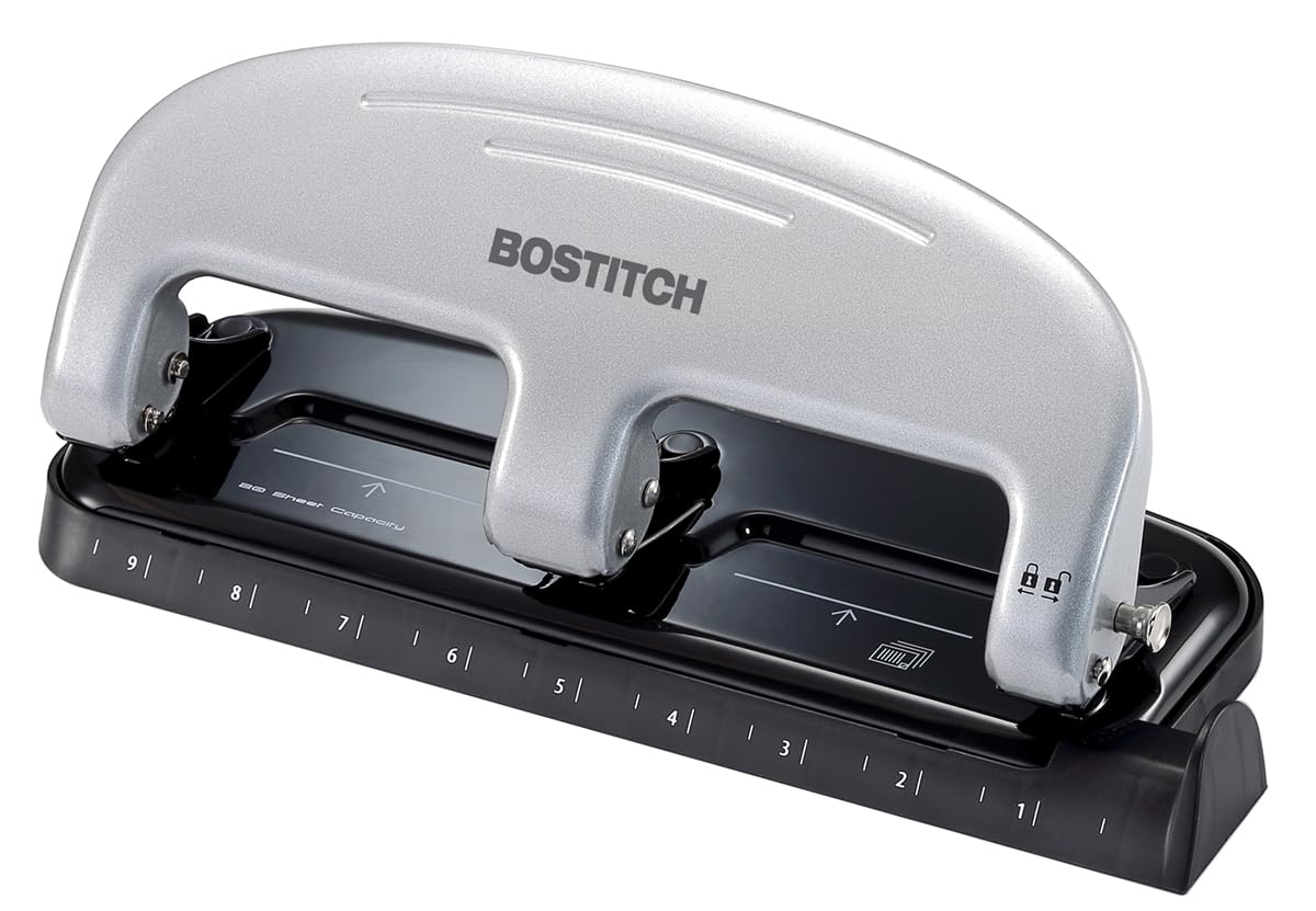 Bostitch Office EZ Squeeze 3-Hole Punch, 20 Sheet Capacity, Reduced Effort, No J