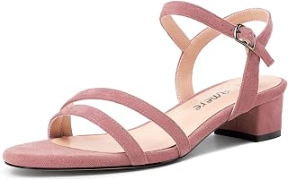 Castamere Women's Low Chunky Block Heel Kitten Heel Open Toe Cap Ankle Strap Slingback Sandals Prom Dress 3 cm Heels