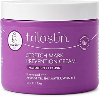 Trilastin Stretch Mark Cream for Pregnancy – Hydrating Belly Cream for Pregnant Women- Shea Butter & Vitamin E, Paraben Free, No Added Fragrances - Maternity Body Lotion for Belly, Hips, Thighs – 4 oz
