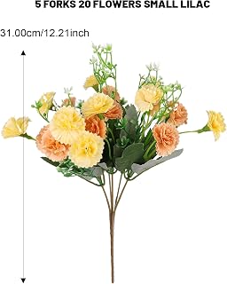 1Bounch 20 Heads Lilac Artificial Flowers Fake Silk Flower Home Decor (Champagne)