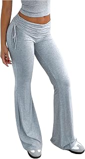 Womens Ruffled Bell Wide Leg Pants Yoga Pants