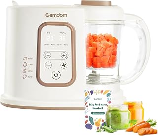 Multi 4-1 Large Baby Food Maker, 4.5 Cup Steamer and Blender Food Processor for Puree Juice Smoothie, 6 Pack Reusable Baby Food Pouches, Recipe Cookbook, Sterillize and Warm Milk