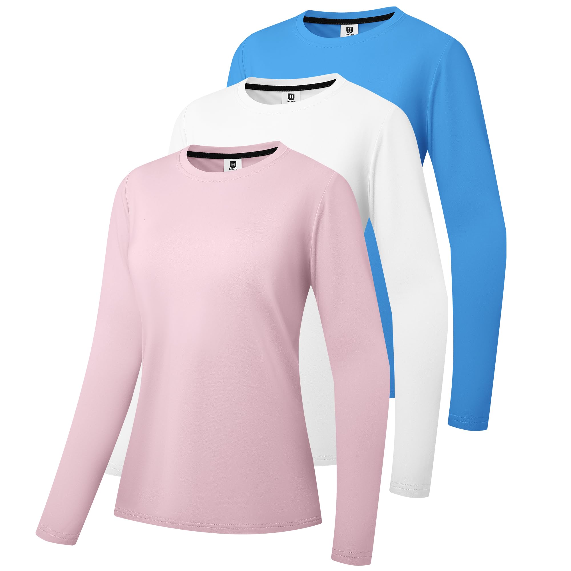 Holure Pack of 3 Women's Long-Sleeved Shirts UPF50+ Sun Protection T-Shirts Scoo
