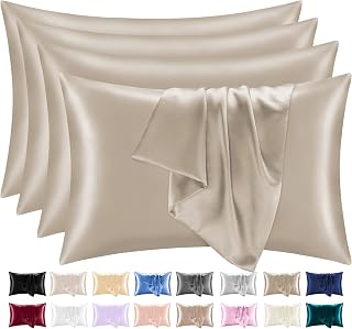 Lazzaro Satin Silk Pillowcases for Hair & Skin 4 Pack Envelope Closure