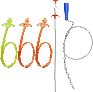 5 in 1 Sink Snake Drain Auger Hair Catcher, Drain Clog Remover Cleaning Tools, Hair Remover, Drain Snake Cleaner, Plumbing Snake for Kitchen, Sewer, Toilet and Showers