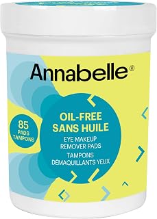 Annabelle Oil-Free Eye Makeup Remover Pads, Makeup Removal, Suitable For Sensitive Eyes, Paraben-Free, Fragrance-Free, Alcohol-Free, Soap-Free, Hypoallergenic, Vegan, Cruelty-Free, 85 Pads
