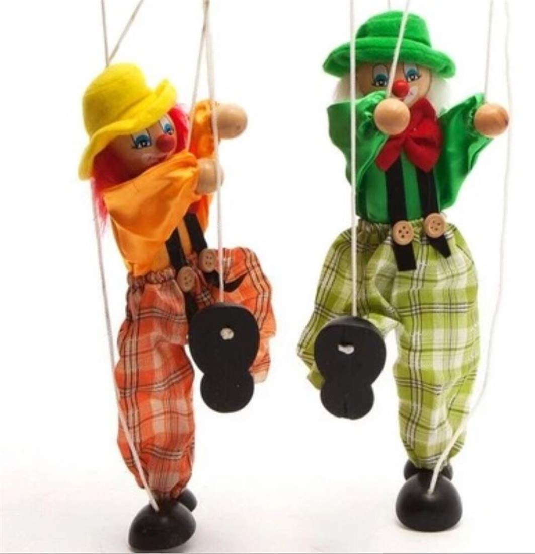 Fun Wooden Clown Marionette Pull String Puppet Vintage Decor for Family Men Wome
