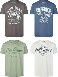 riverso RivLeon Men's Cotton Regular Fit T-Shirt, Set of 4, Crew Neck