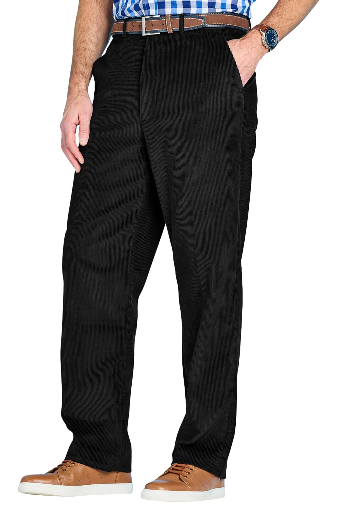 Chums | Men | Elastic Waist Corduroy Pants |, Black, 46W / 31L