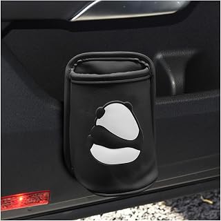 Cute Panda Car Cup Holder, Clip-On Leather Car Door Drink Holder, Automotive Back Seat Hanging Bottle Holders, Scratch-Resistant Auto Organizer Accessories for Soda Cans, Coffee (Back-BL)