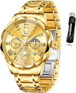 OLEVS Mens Luxury Casual Diamond Watches Big Dial Stainless Steel Waterproof Business Dress Analog Luminous Date Display