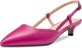 Aachcol Women's Low Kitten Heel Pumps Lace Toe Cap Ankle Strap Slingback Dress Shoes Sandals Office Shoes Party Wedding Matt 3.5 cm