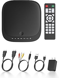 FELEMAN Mini DVD Players for TV that Plays All Regions and Formats | 1080P Small DVD Player with HDMI, AV Output, USB/TF Card Input,DVD CD Players for Home with Remote Control