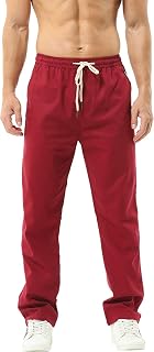 Hoerev Men Casual Beach Trousers Linen Trousers Pants