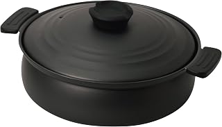 Pearl Metal HC-466 Lightweight Earthen-style Tabletop Pot, 10.2 inches (26 cm), Induction Compatible, Fluorine Treatment, Black