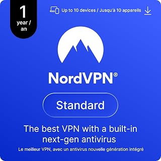 NordVPN Standard, 1 Year, 10 Devices, Best VPN, Next-Gen Antivirus, Digital Code