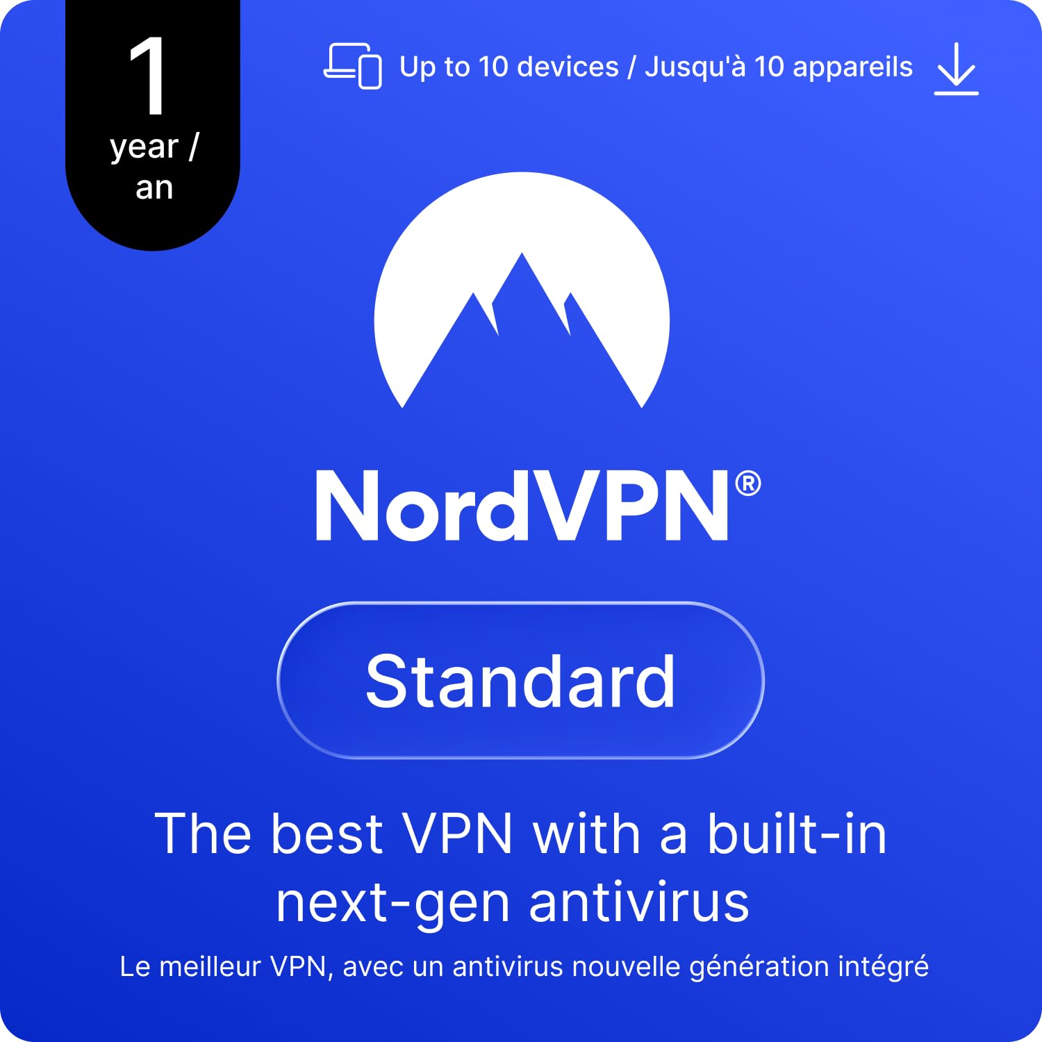 NordVPN Standard, 1 Year, 10 Devices, Best VPN, Next-Gen Antivirus, Digital Code