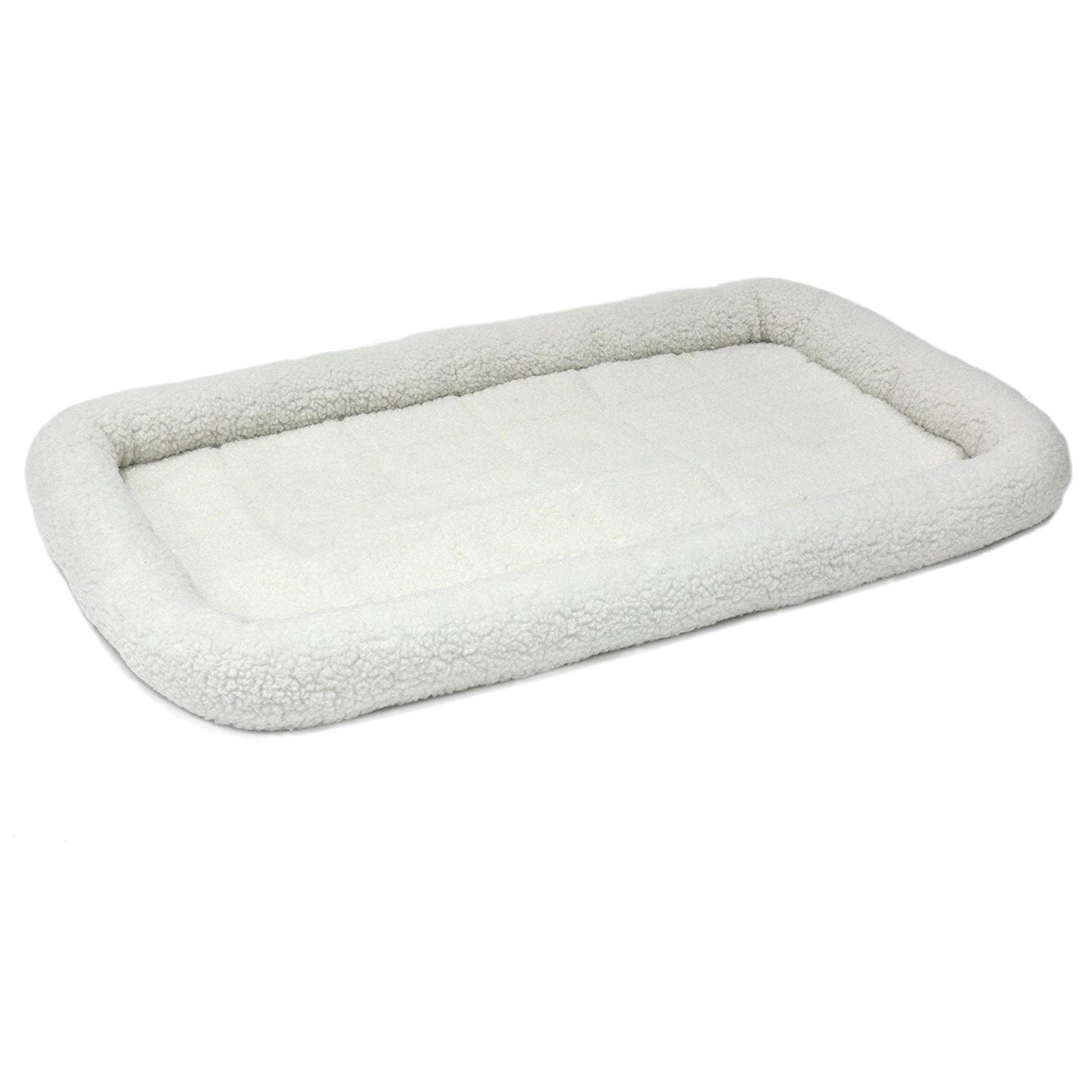 MidWest Homes for Pets QuietTime Dog Bed – White Fleece Bolster, Ultra-Soft and 
