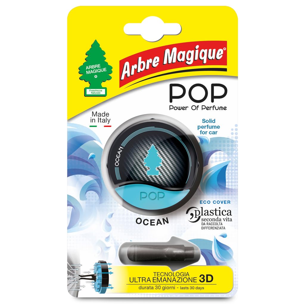 Arbre Magique POP Solid Car Air Freshener, Ocean Fragrance, Delicate and Fresh F
