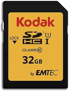 Kodak Premiun SDHC 32GB Class10 U1, packaging may vary | Black, Capacity 32 GB, UHS Class I U1 V10, Read Speed 85MBs, Write 25MBs, SDHC Format, For Full HD Video