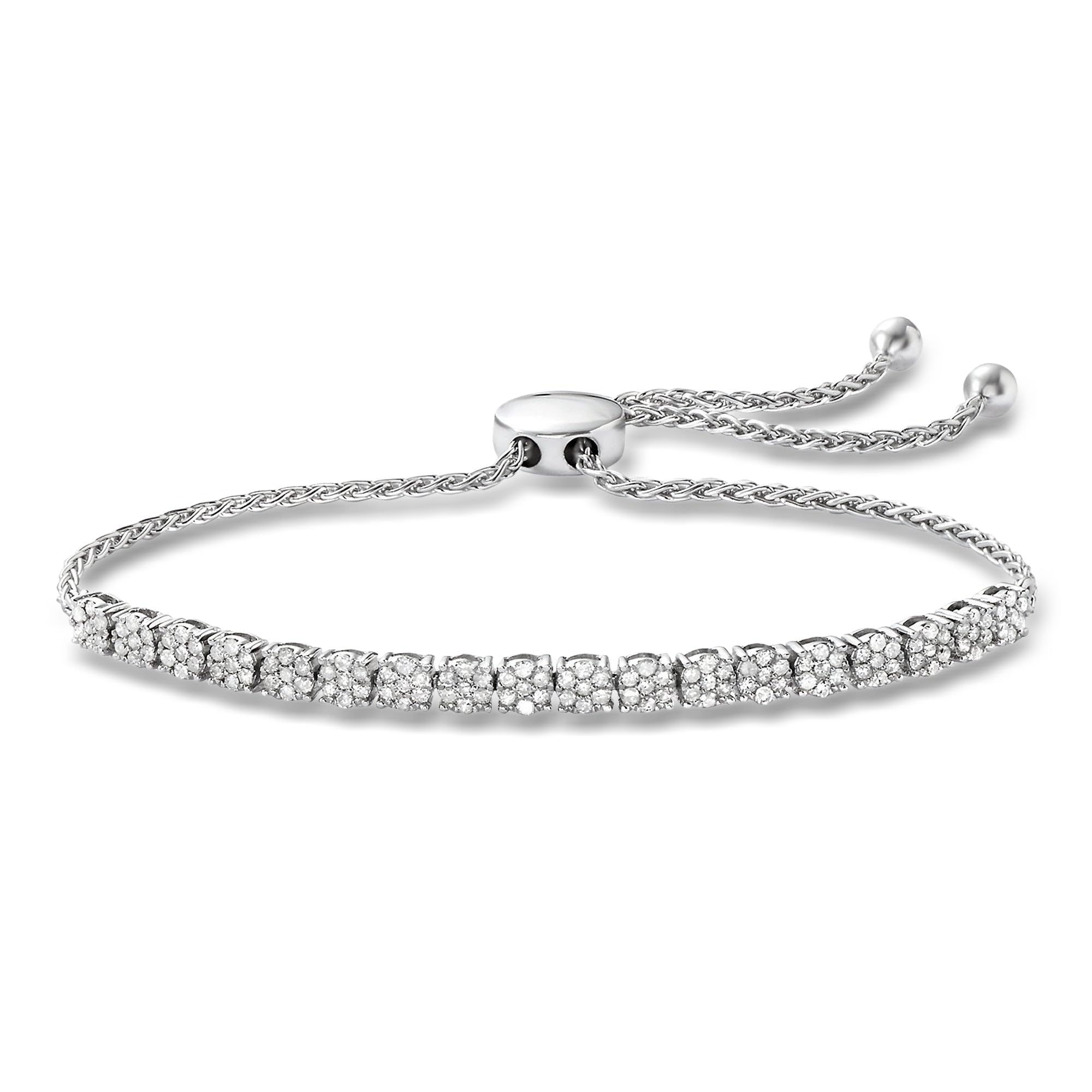 Ross-Simons 1.00 ct. t.w. Diamond Cluster Bolo Bracelet in Sterling Silver