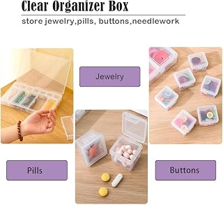 Plastic Storage Boxes, 12 Pieces Small Bead Organizers, Mini and Medium, Clear with Buckle Lid and Rectangle Box for Craft Supplies