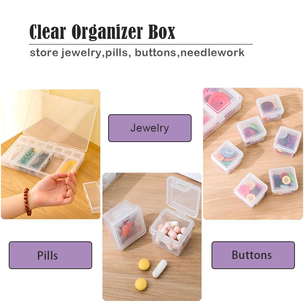 Plastic Storage Boxes, 12 Pieces Small Bead Organizers, Mini and Medium, Clear w