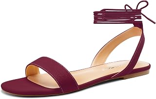 Castamere Women Low Heel Open Toe Strappy Ankle Lace-up Flat Sandals Casual Classic Denim Summer 1CM Heels