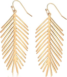 Humble Chic NY Palm Leaf Earrings for Women - Boho Tropical Dangle Earrings