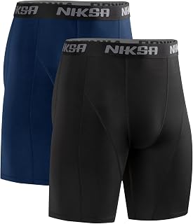 Niksa Men's Compression Shorts, Quick-Drying Base Layer Tights, Sports Underpants for Tight Dry and Breathable Cycling Shorts, Sports Shorts with Mobile Phone Pocket, Pack of 3
