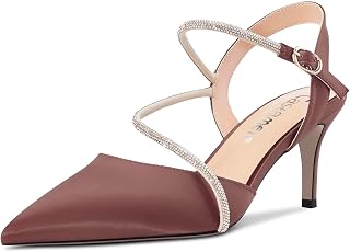 Castamere Women's Medium Needle Pointed Toe Ankle Strap Sandals Diamond Crystal 6.5 CM Heels