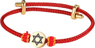 Dreamtimes Star of David Nautical Bracelet Handmade Stainless Steel Hexagram Pendant Jewish Link Bracelets Heart of Faith Star of David Bracelet Lucky Protection Jewelry for Women Mens