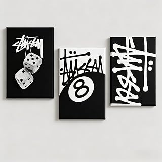 Tivleed Black White Wall Art for Bedroom - 3 Piece Set Waterproof Canvas Prints, Modern Minimalist Home Decor for Women, Ready to Hang Frameless Poster Set (20x30cm)