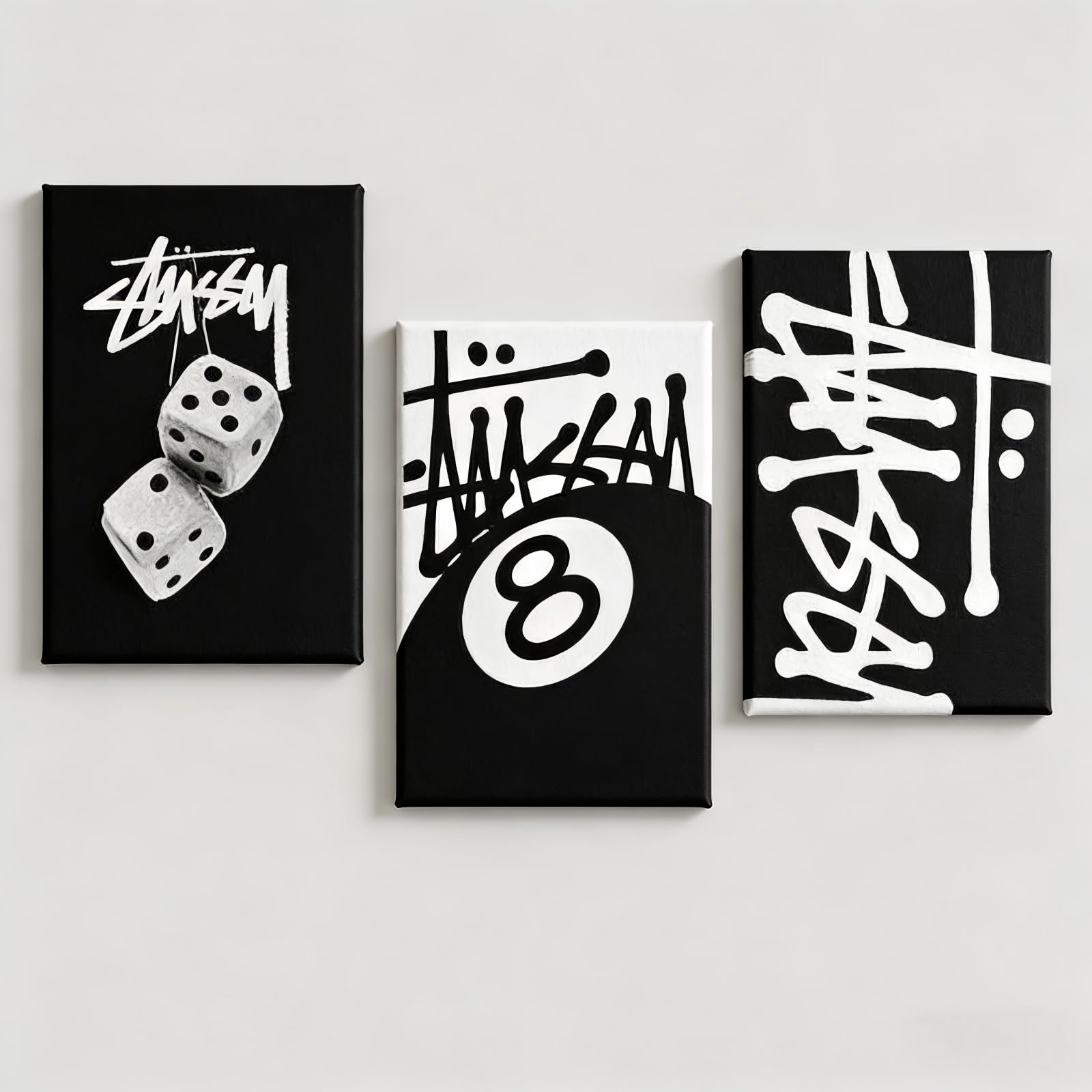 Tivleed Black White Wall Art for Bedroom - 3 Piece Set Waterproof Canvas Prints,