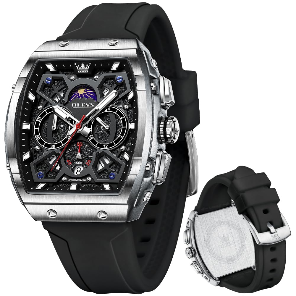 OLEVS Gelatu Men's Automatic Watch - 164ft Waterproof Mechanical Skeleton Watch 