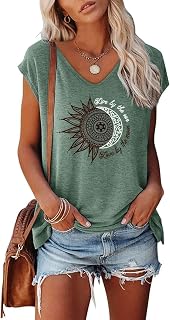 Teesho Women's Elegant Summer T Shirt Short Sleeve Crop Tops Oversized Summer Tunic Top Sports Tank Top