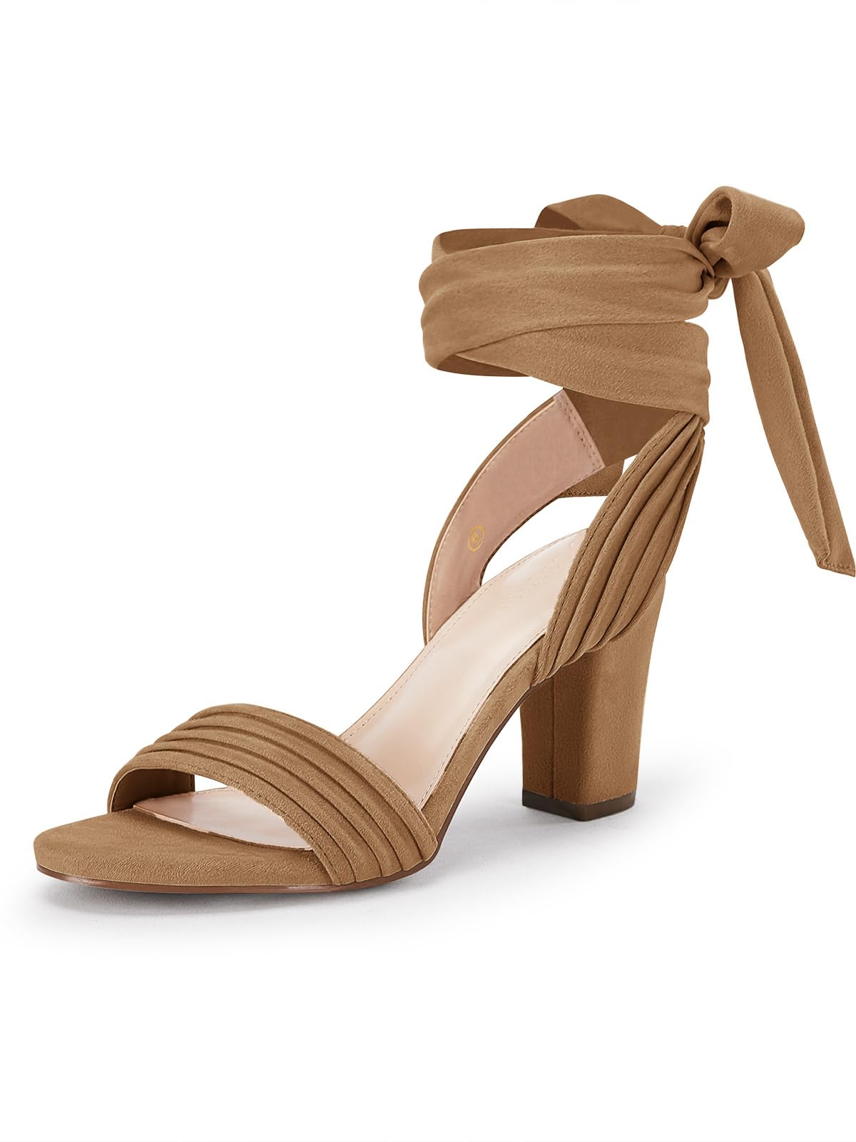Coutgo Women Sandals High Heel Strappy Open Front Lace Up Comfortable Wedding Sh