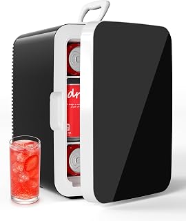 Electactic 10L Mini Fridge, AC/DC Portable Small Refrigerator, Black | 38dB Ultra Quiet, Fast Cooling &amp; Removable Shelf, 10L Skincare Beverage Fridge for Bedroom, Office, Car &amp; Travel