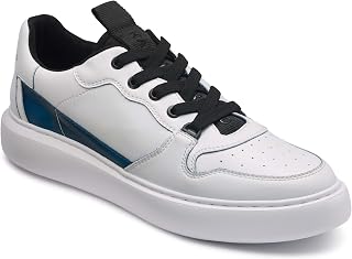 KARL LAGERFELD Men's Lace-up Trainers with Perforated Toe on White Optical Sole Sneaker