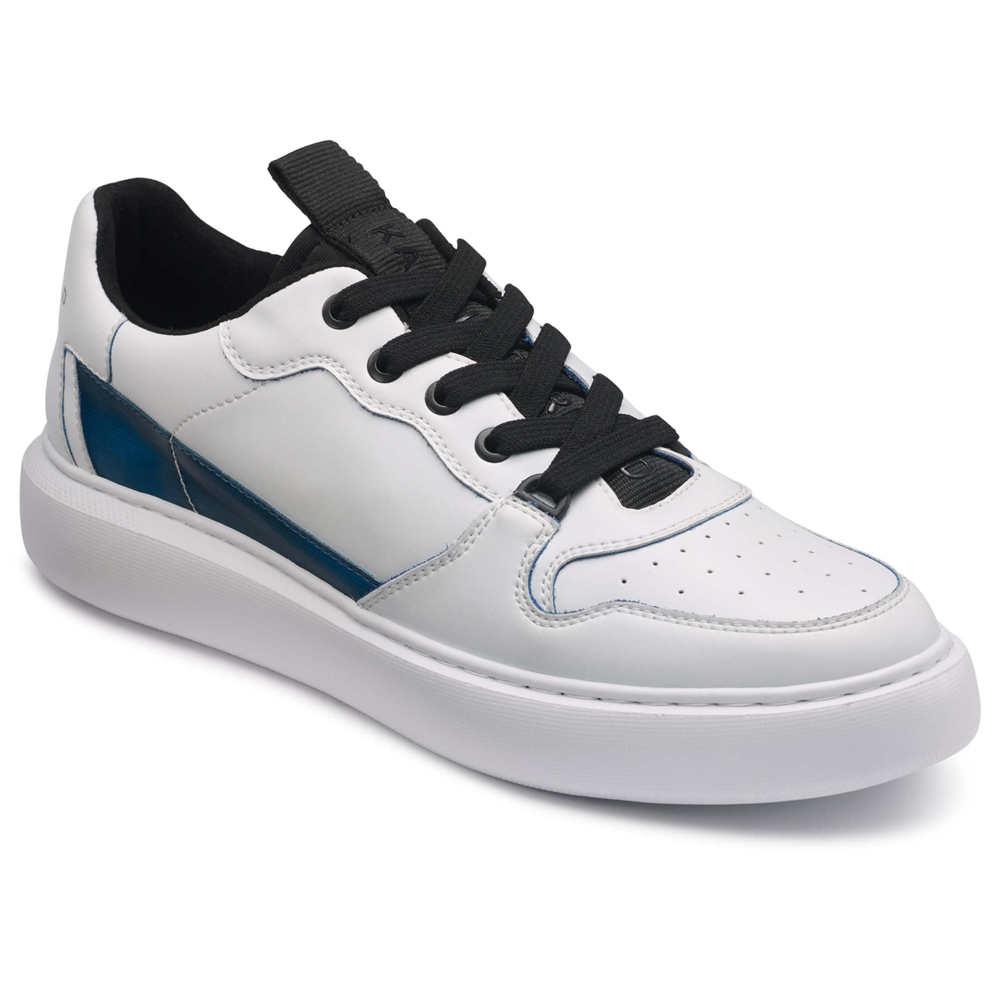 KARL LAGERFELD Men's Lace-up Trainers with Perforated Toe on White Optical Sole 
