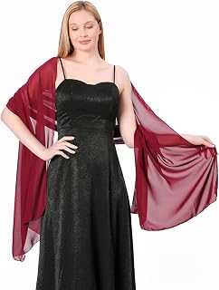 Ladiery Chiffon Shawls and Wraps for Women Evening Dress Lightweight Soft Scarf for Wedding Stole with Lace Fringe